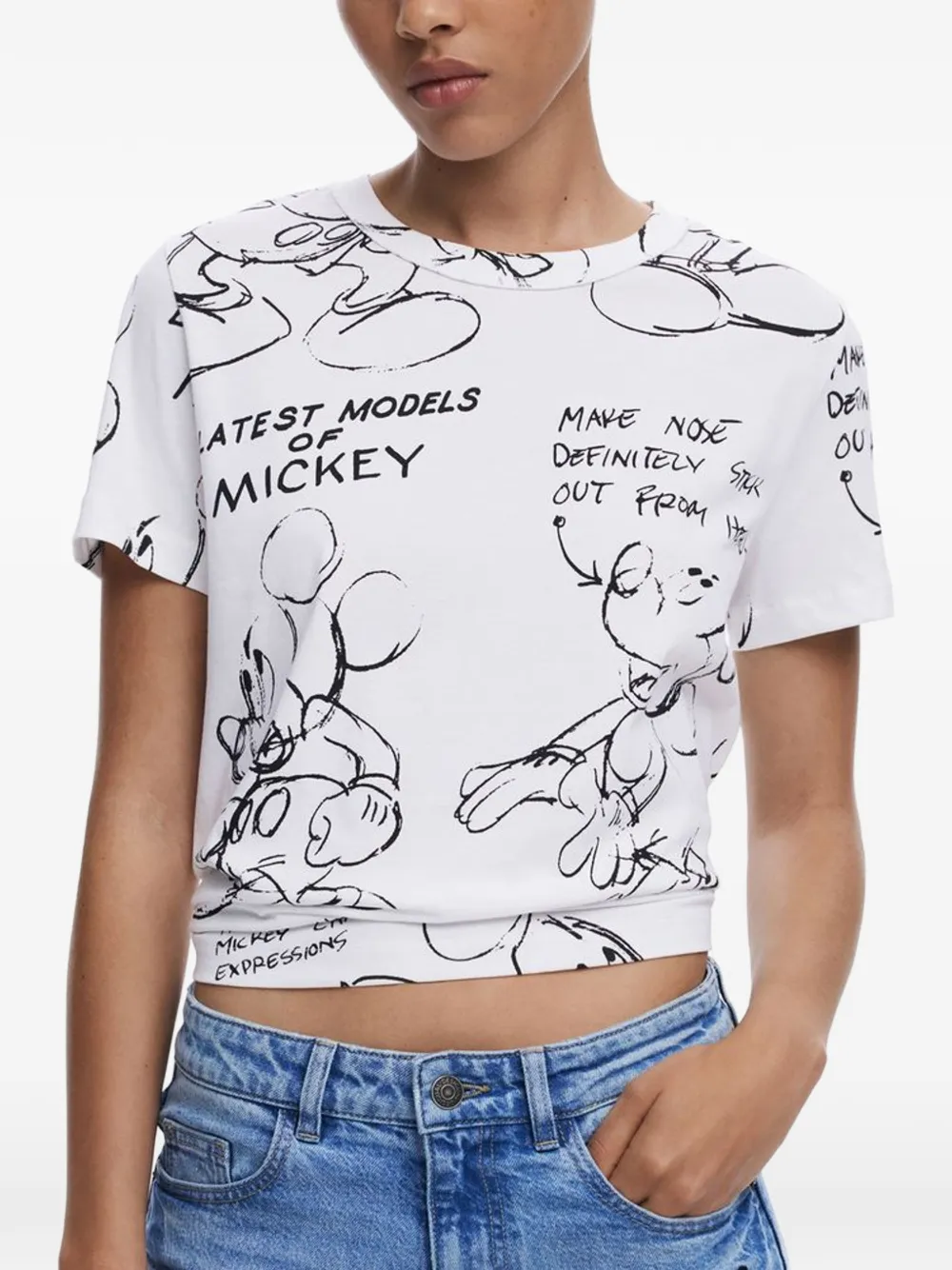 Desigual x Mickey Mouse T-shirt met print Wit