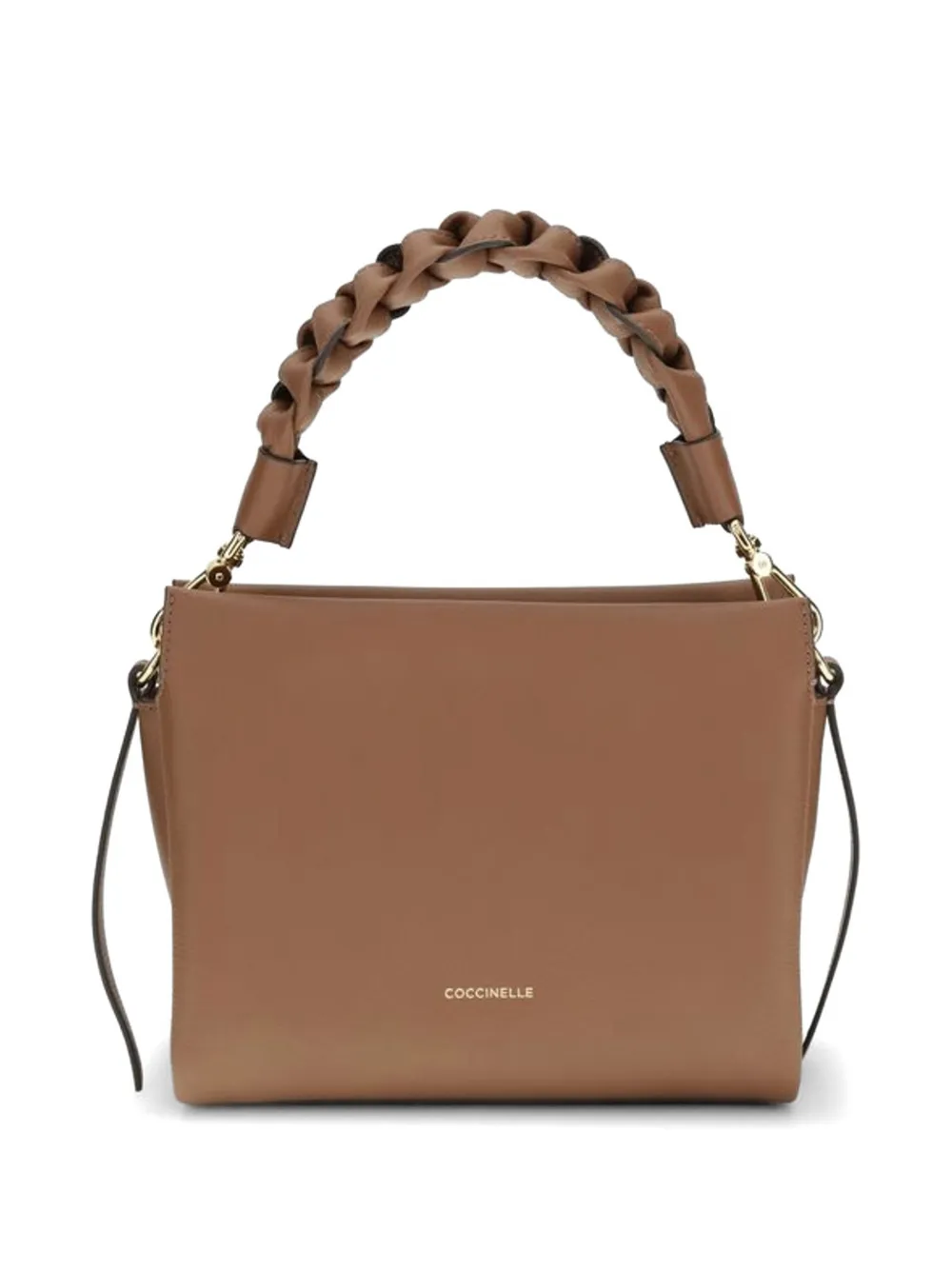 Coccinelle small Boheme braided-handle leather tote bag - Marrone