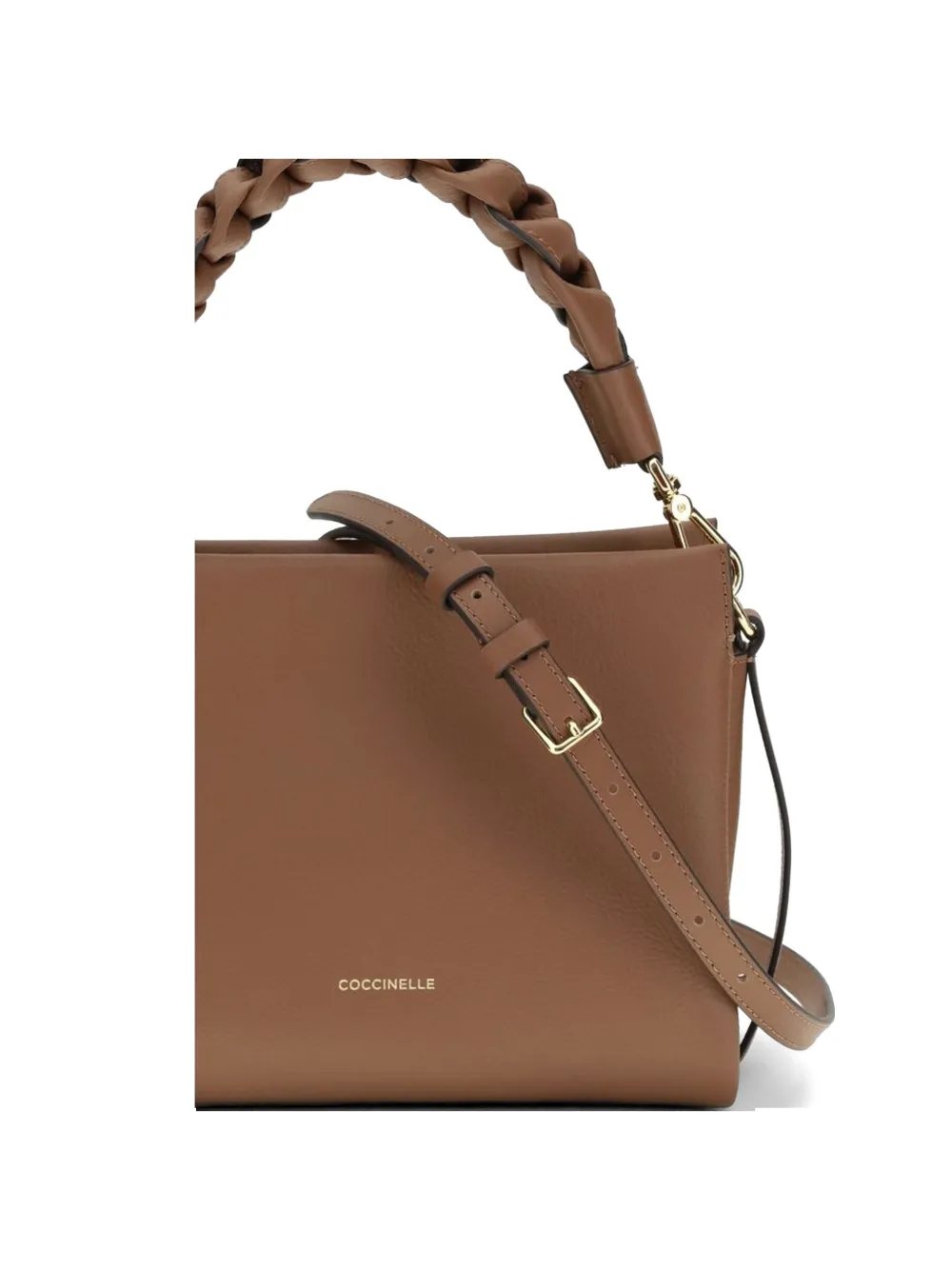 Coccinelle small Boheme braided-handle leather tote bag - Marrone