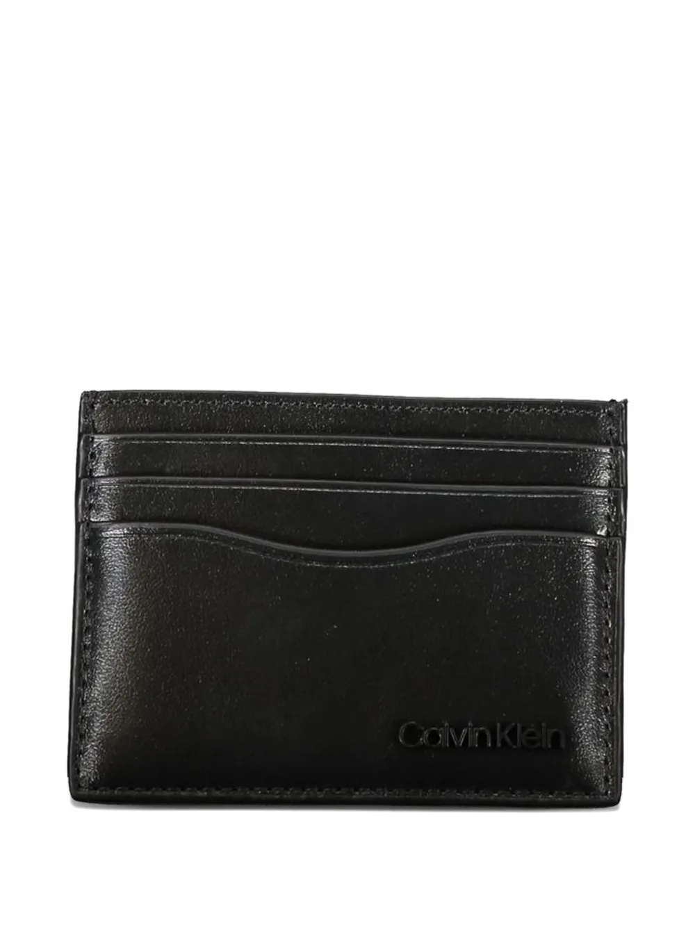 Calvin Klein embossed-logo leather card holder - Nero