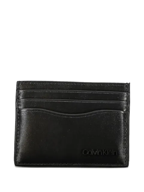 Calvin Klein embossed-logo leather card holder