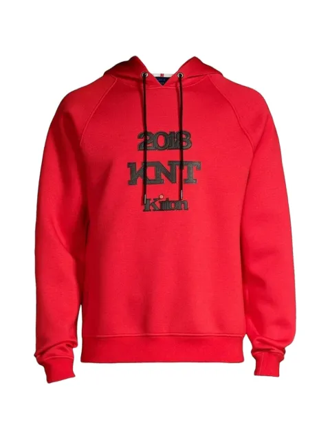 Kiton logo-print raglan-sleeve hoodie