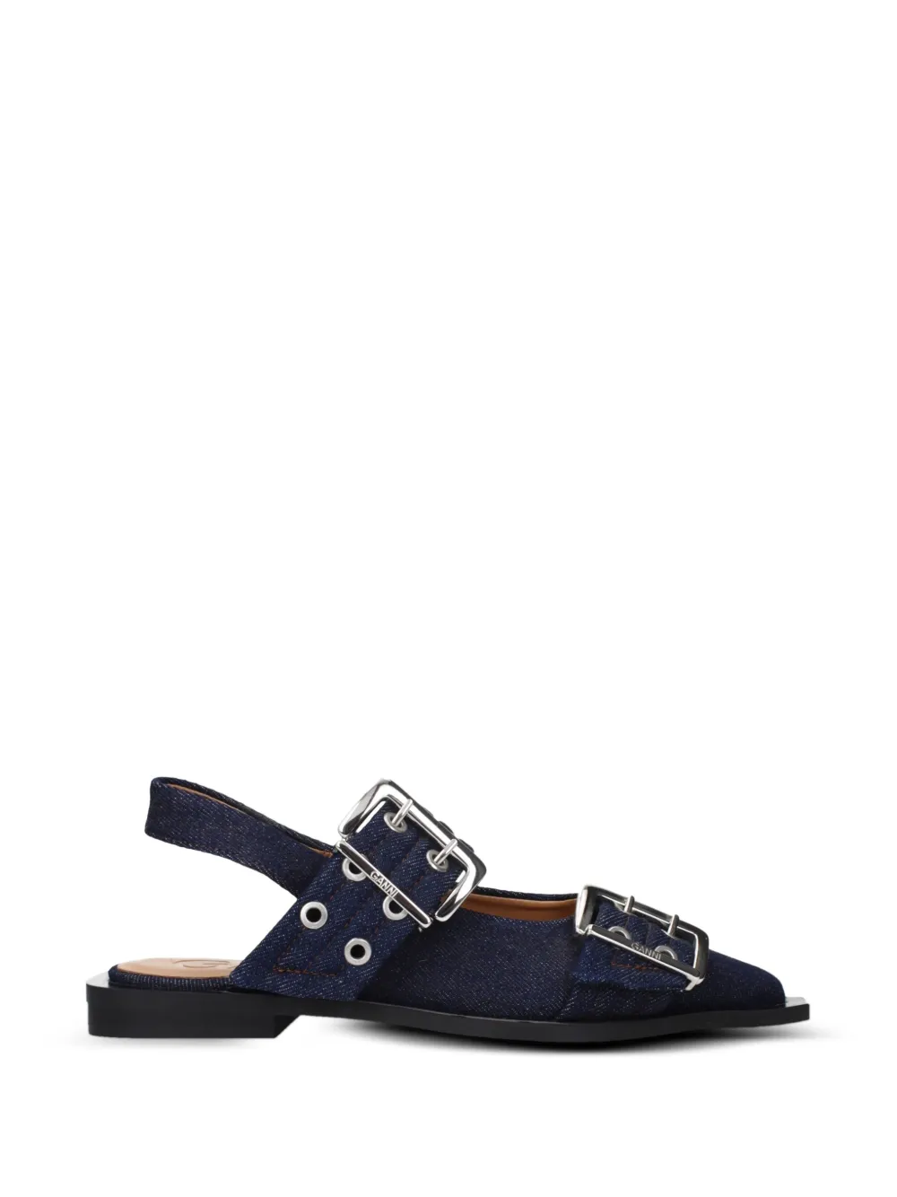 GANNI buckle-detail eyelet sandals - Blue
