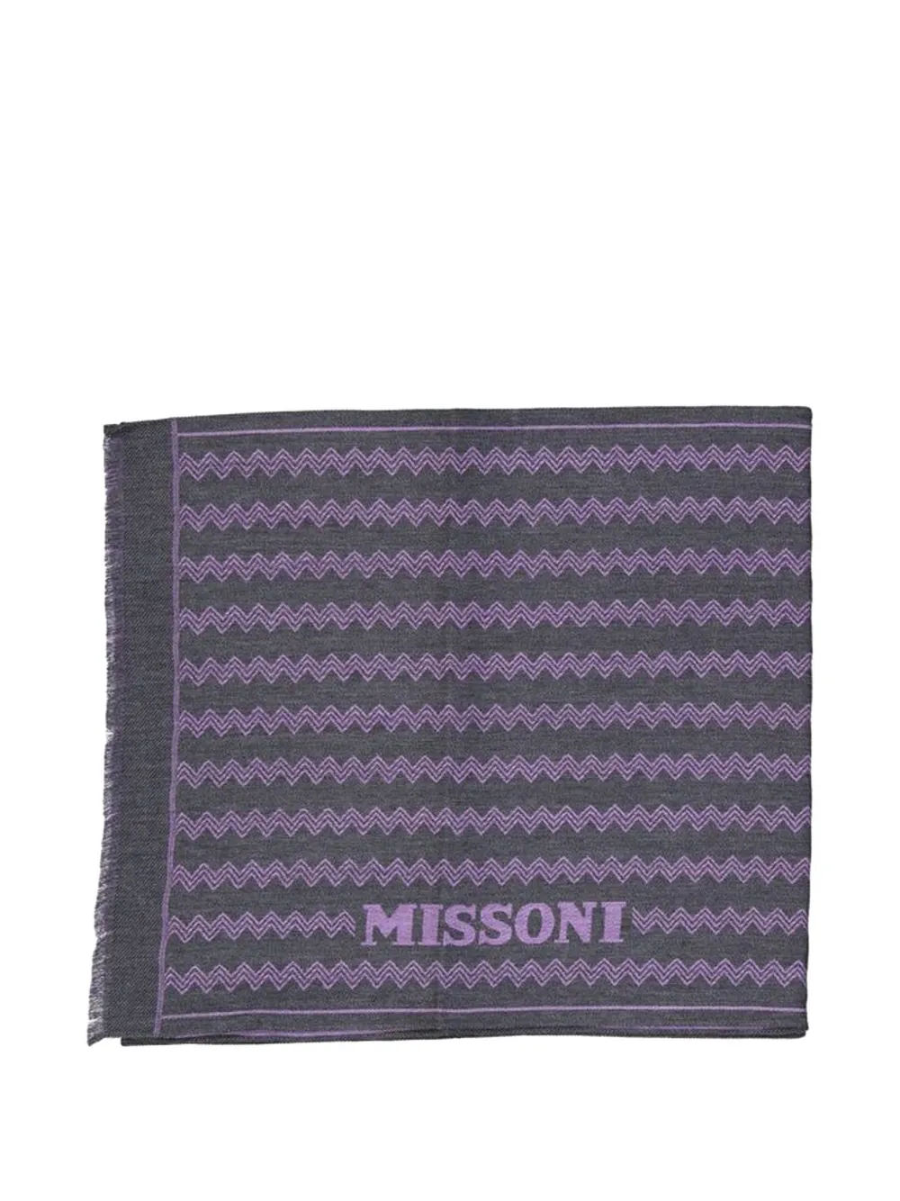 Missoni Zigzag-pattern Wool Scarf In Blue