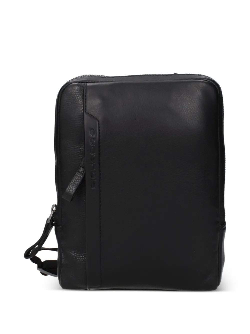 PIQUADRO logo-debossed leather messenger bag - Nero