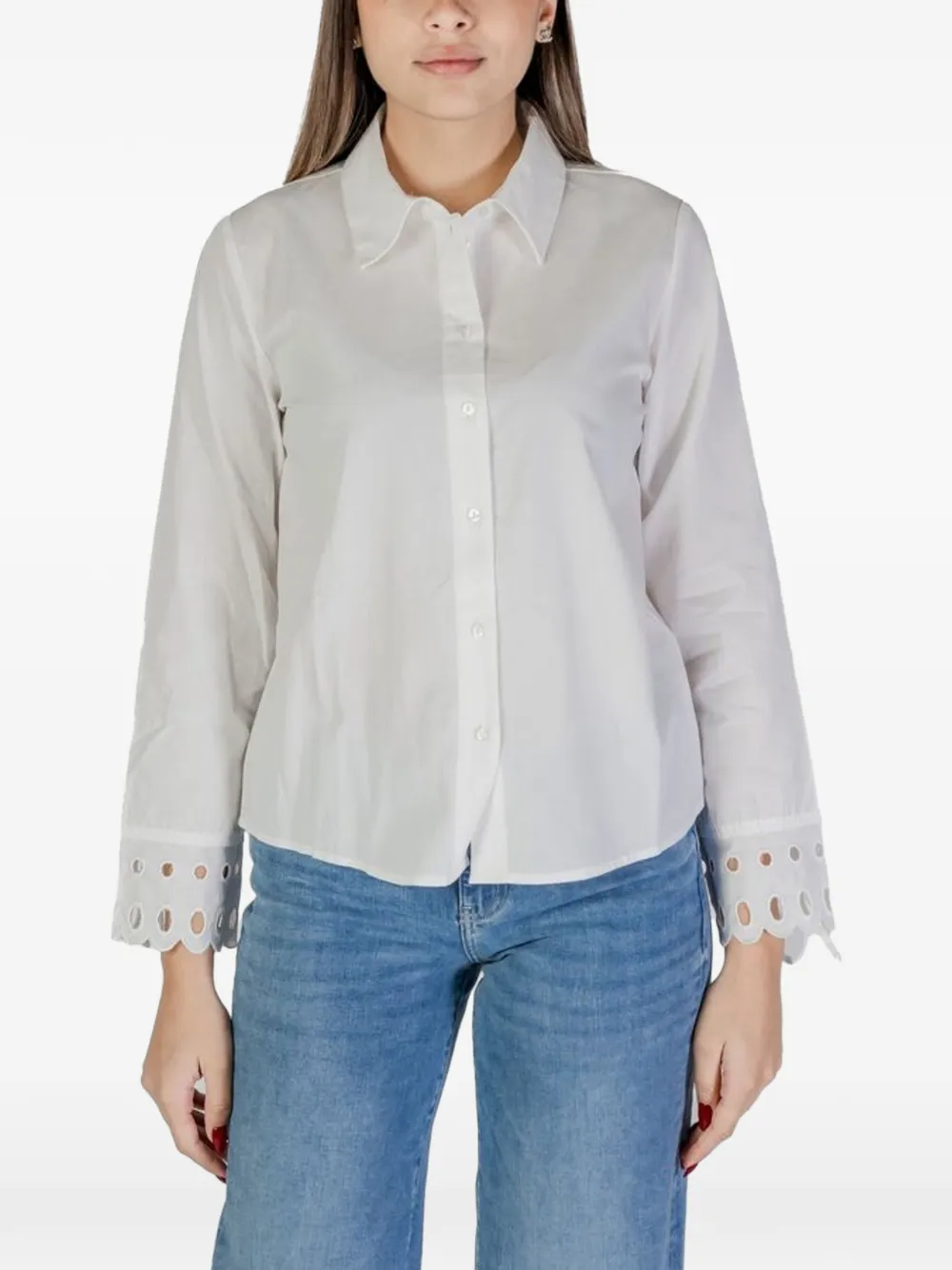 Jacqueline De Yong eyelet-detailing shirt - Bianco
