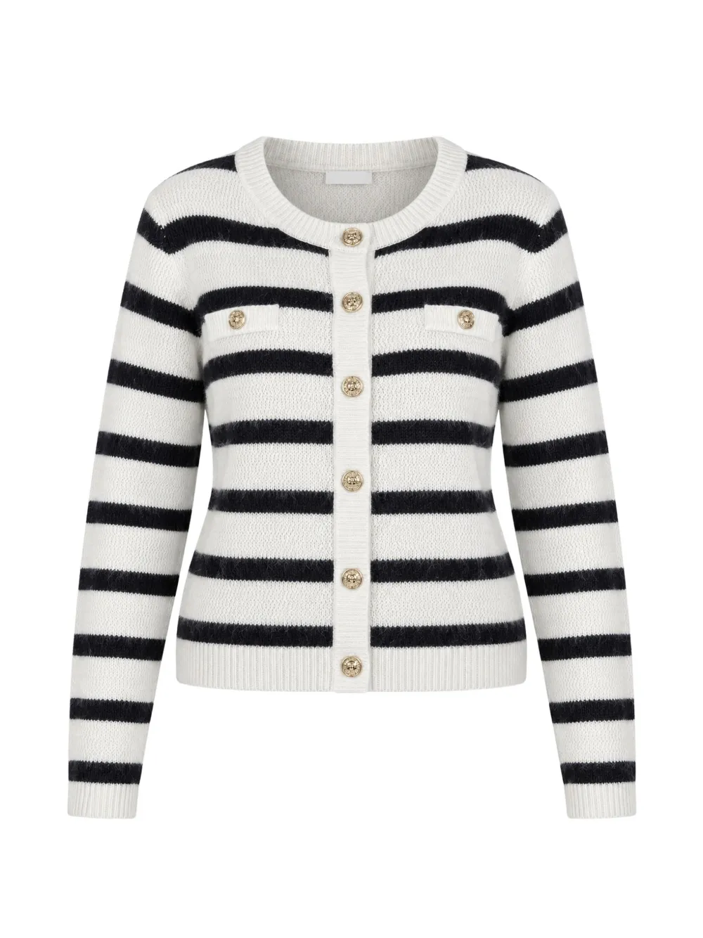 Morgan striped marabou-effect cardigan