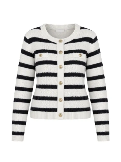 Morgan Marabou striped button-up cardigan