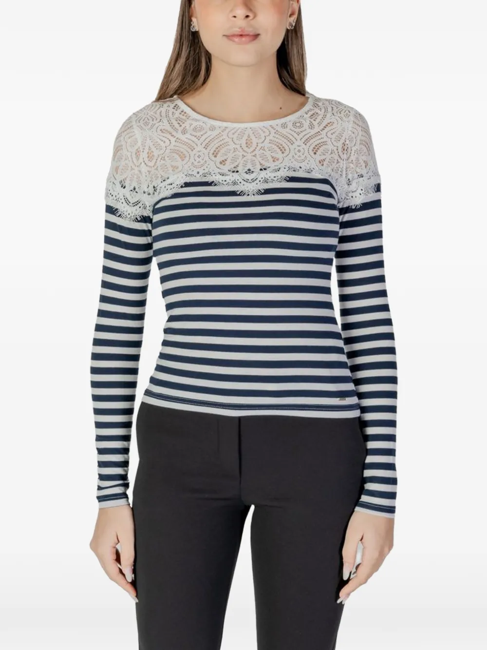 Morgan striped long sleeve knitted top - Blu