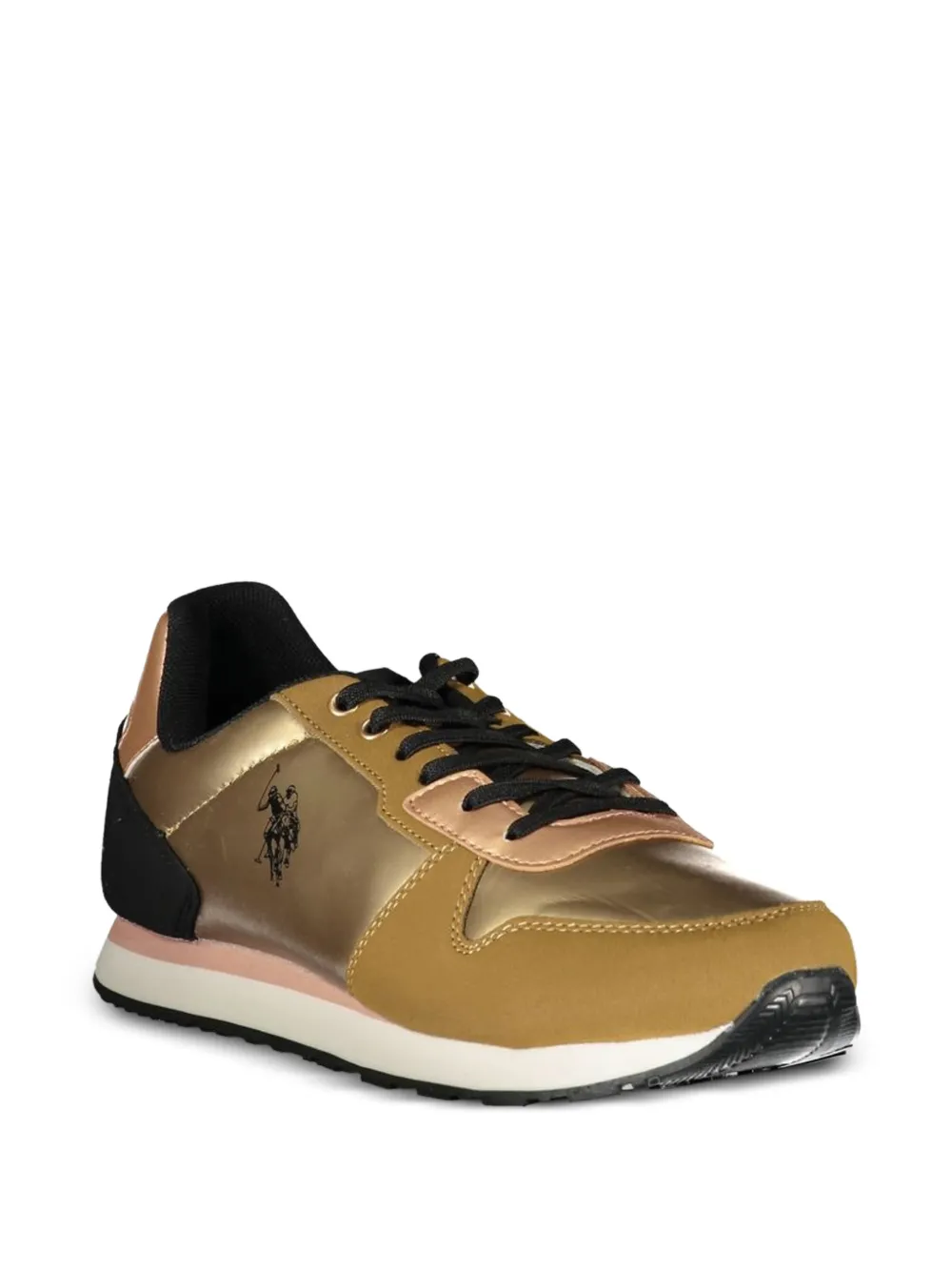 U.S. POLO ASSN. Sneakers met metallic afwerking en logo Goud