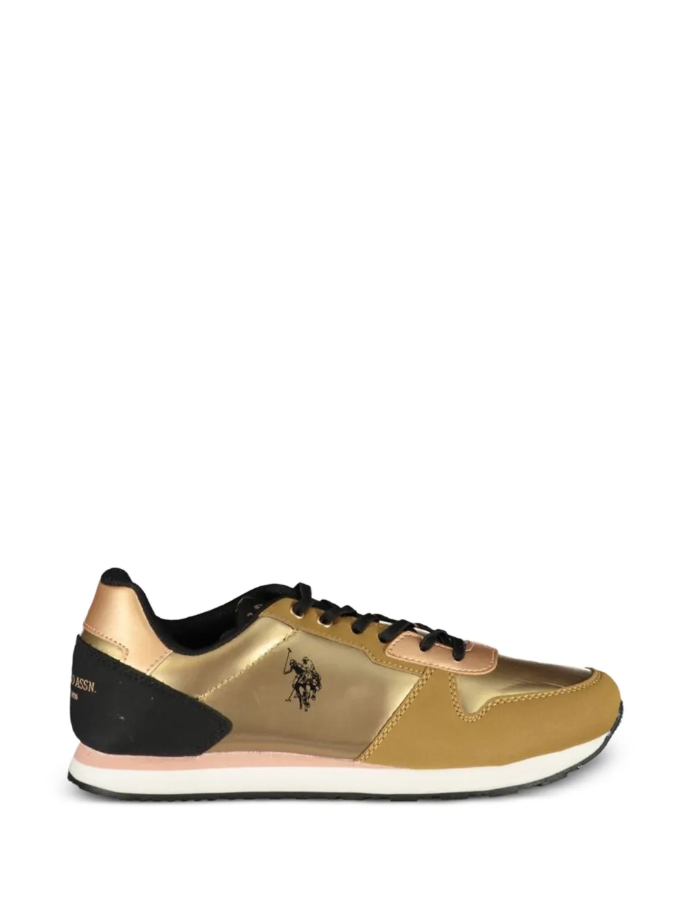 U.S. POLO ASSN. Sneakers met metallic afwerking en logo Goud