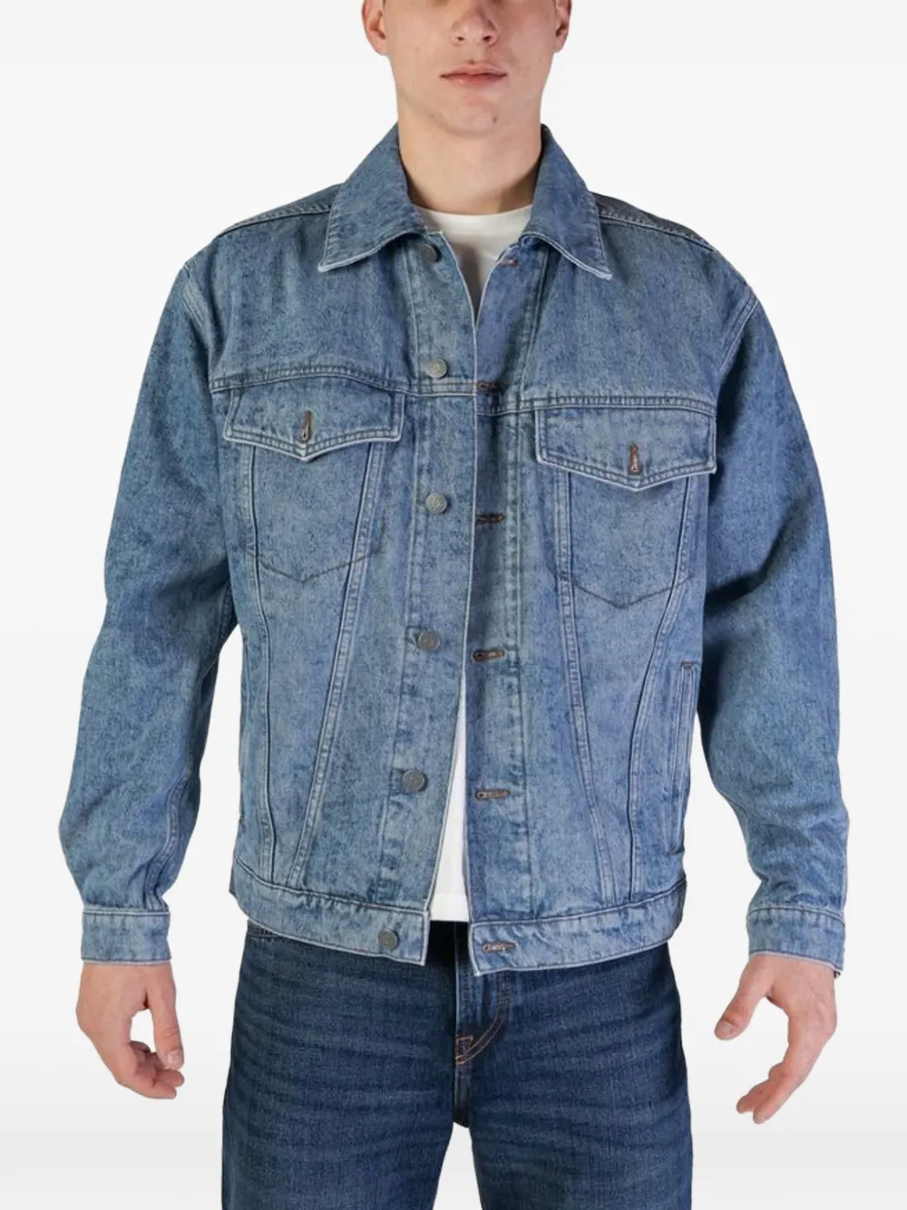 BOSS acid-wash cotton denim jacket - Blu