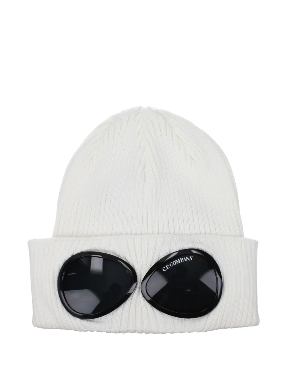 C.P. Company Goggle ribbed-knit beanie hat - Bianco