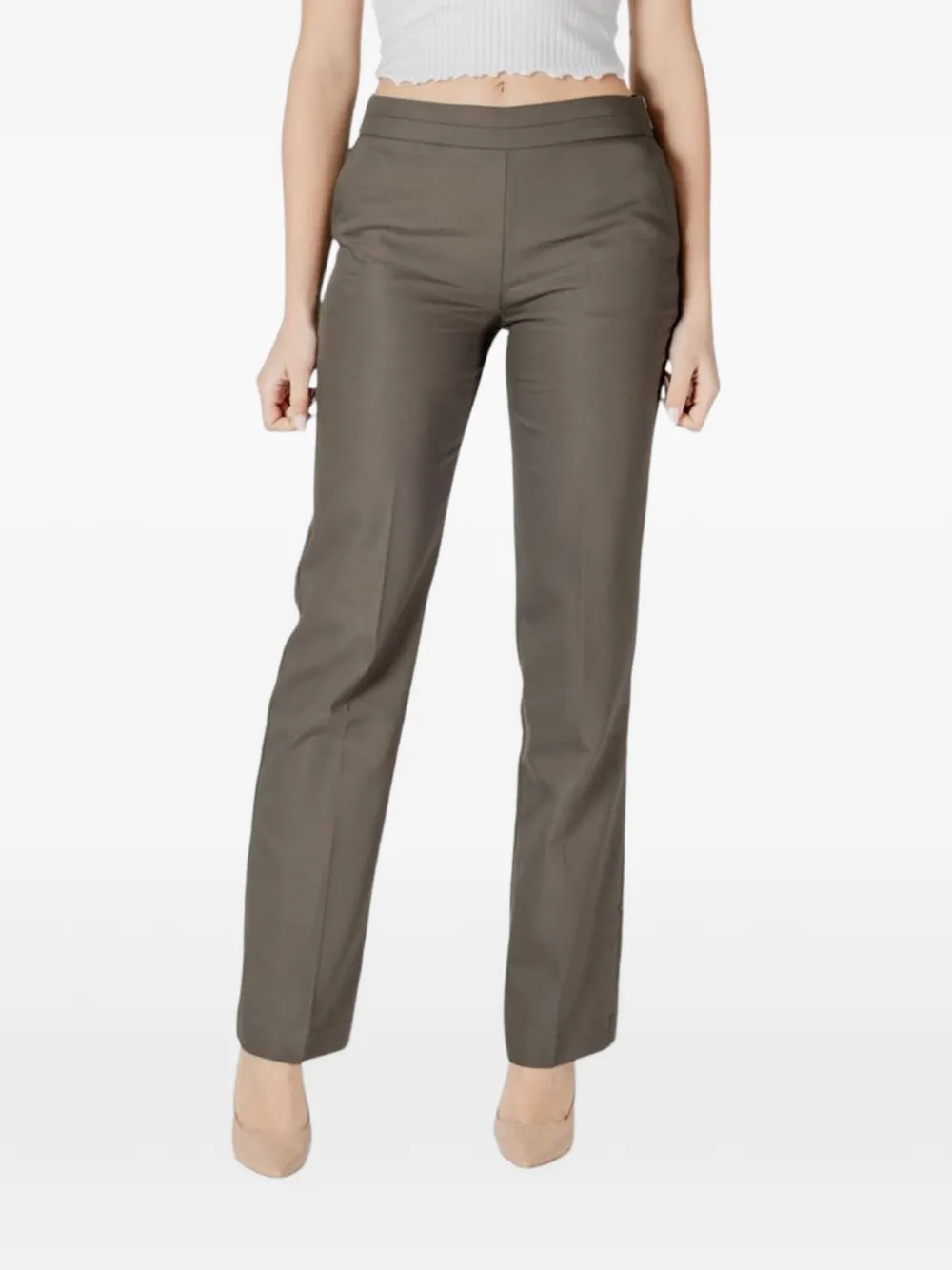 Morgan slim-fit straight-leg trousers - Verde