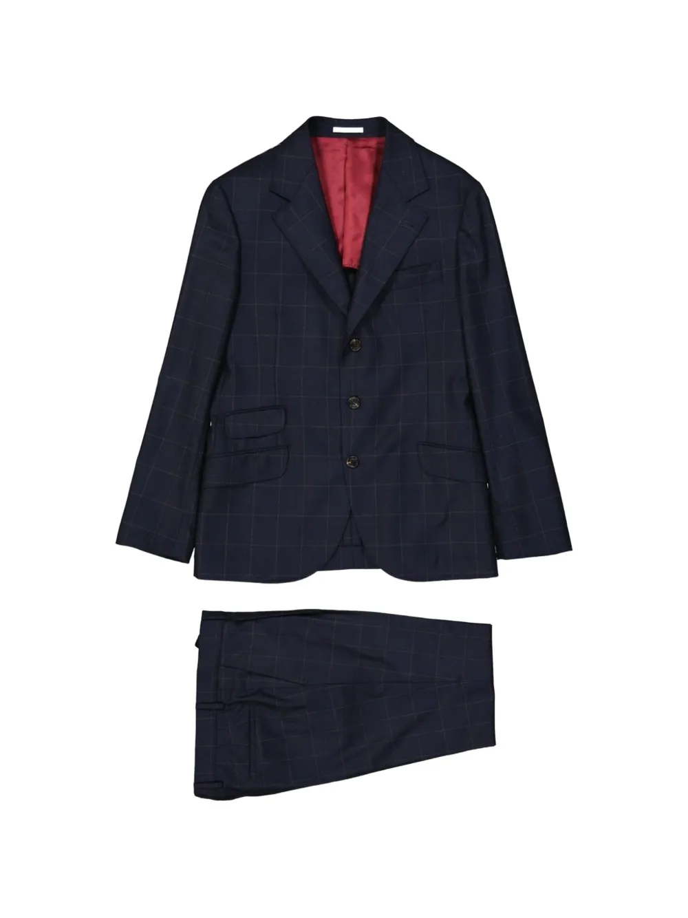 Brunello Cucinelli windowpane-check wool suit - Blau