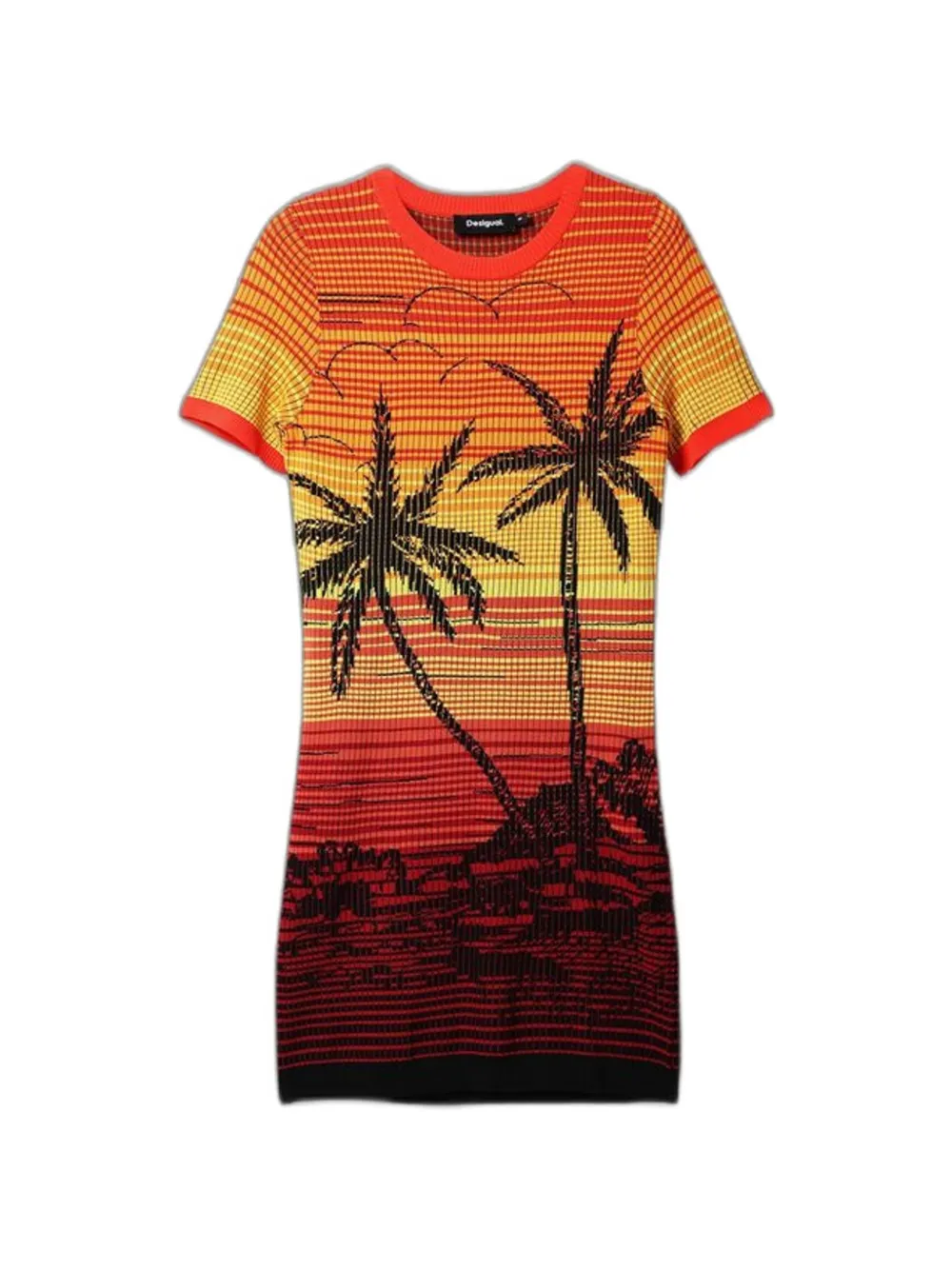 Desigual palm tree-print mini dress - Arancione