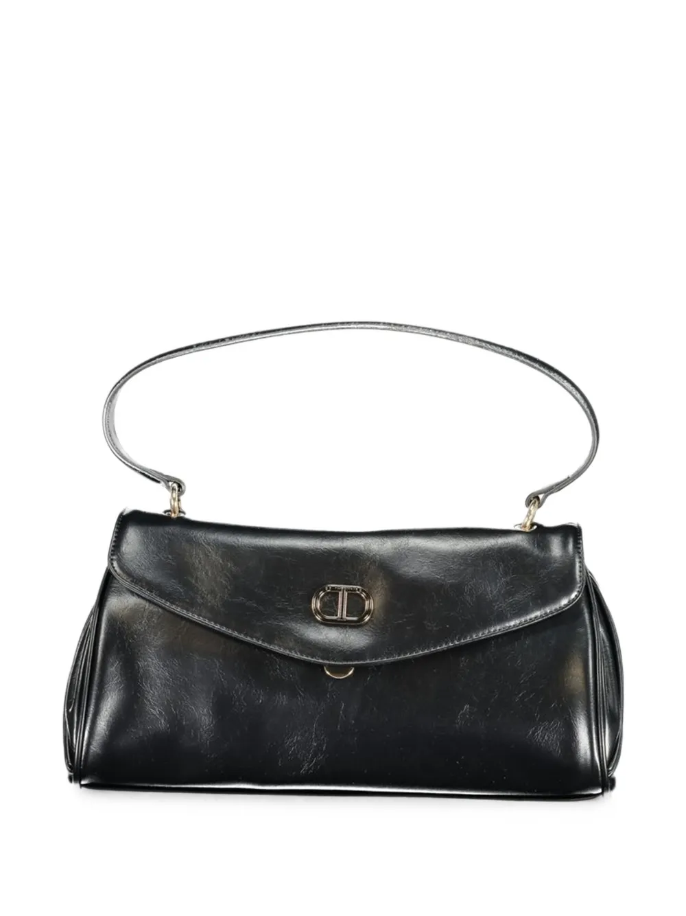 TWINSET logo-plaque foldover shoulder bag - Noir