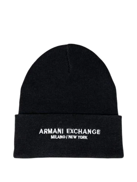 Armani Exchange logo-embroidered beanie hat