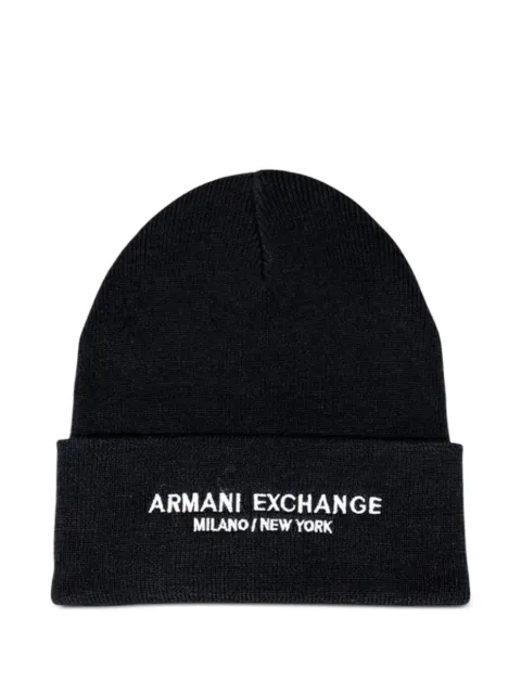 Armani Exchange logo-embroidered beanie hat