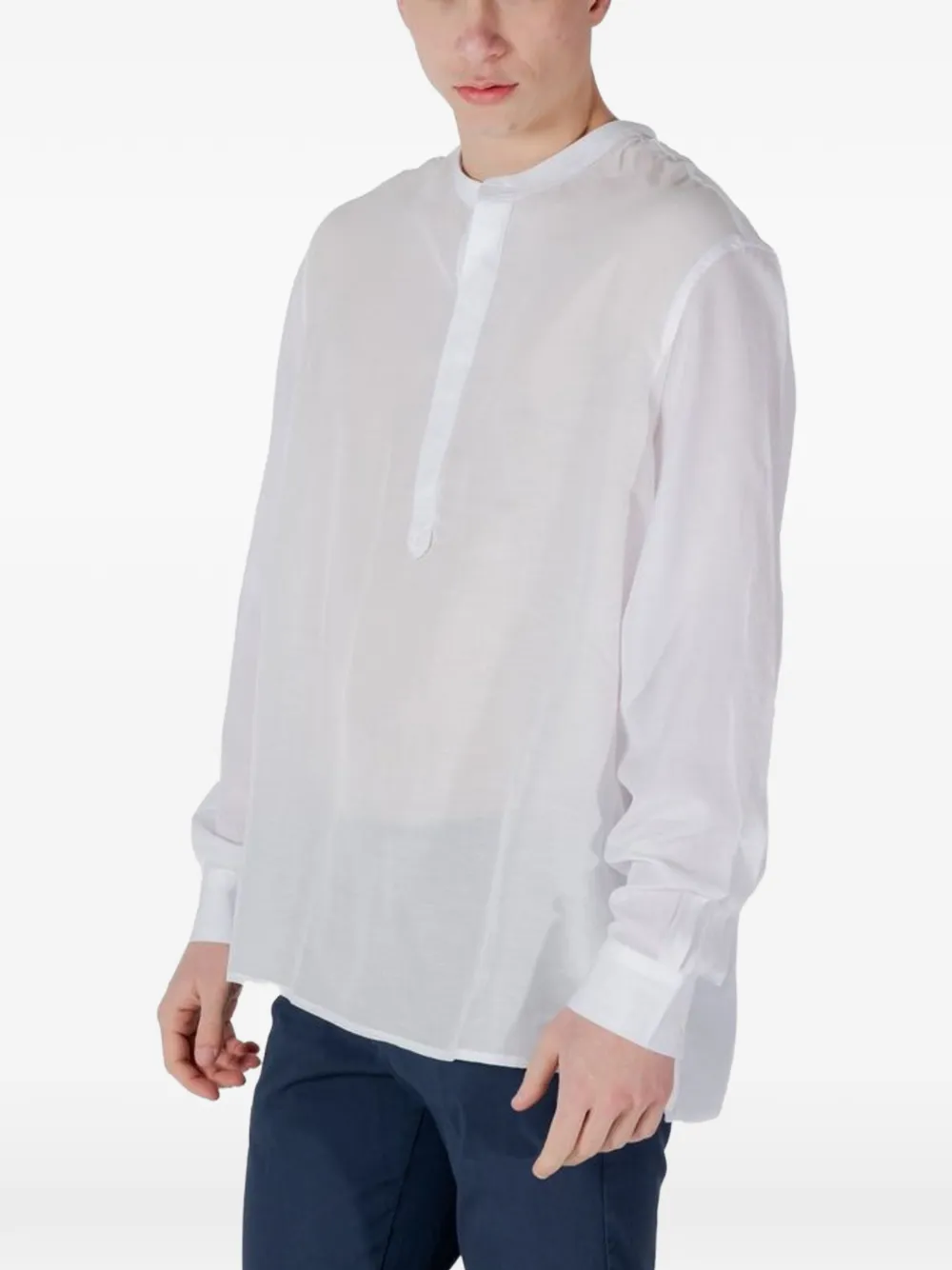 Antony Morato T-shirt met bandkraag en knopenbies Wit