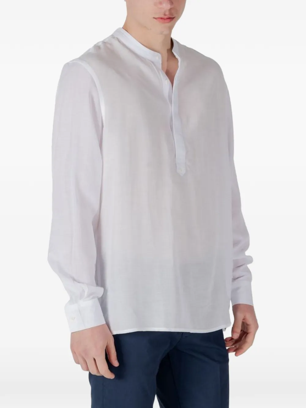 Antony Morato T-shirt met bandkraag en knopenbies Wit