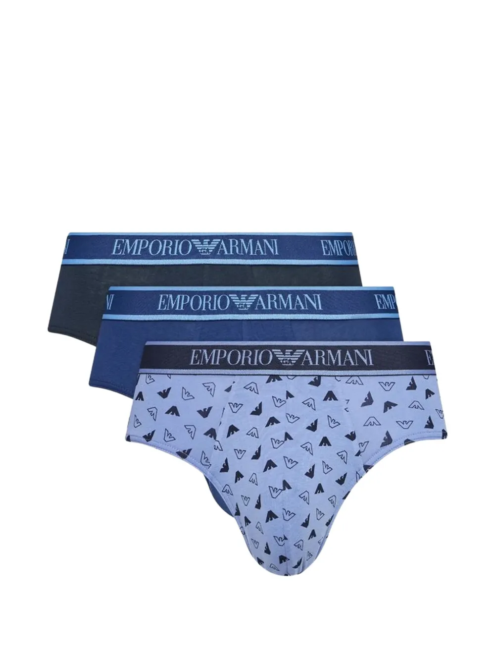 Emporio Armani logo-print briefs (set of three) - Blu