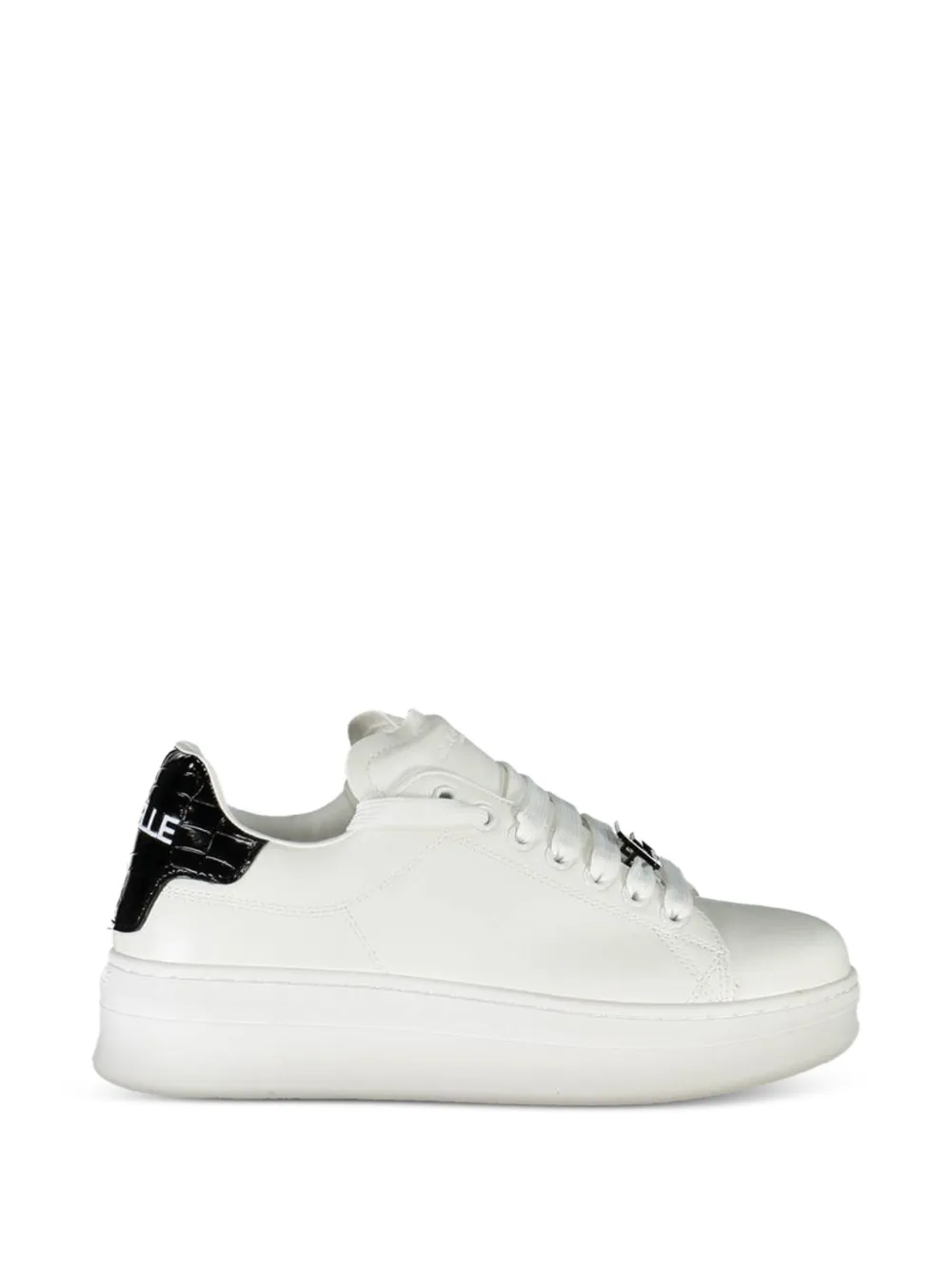 Gaelle crocodile-effect lace-up sneakers Wit