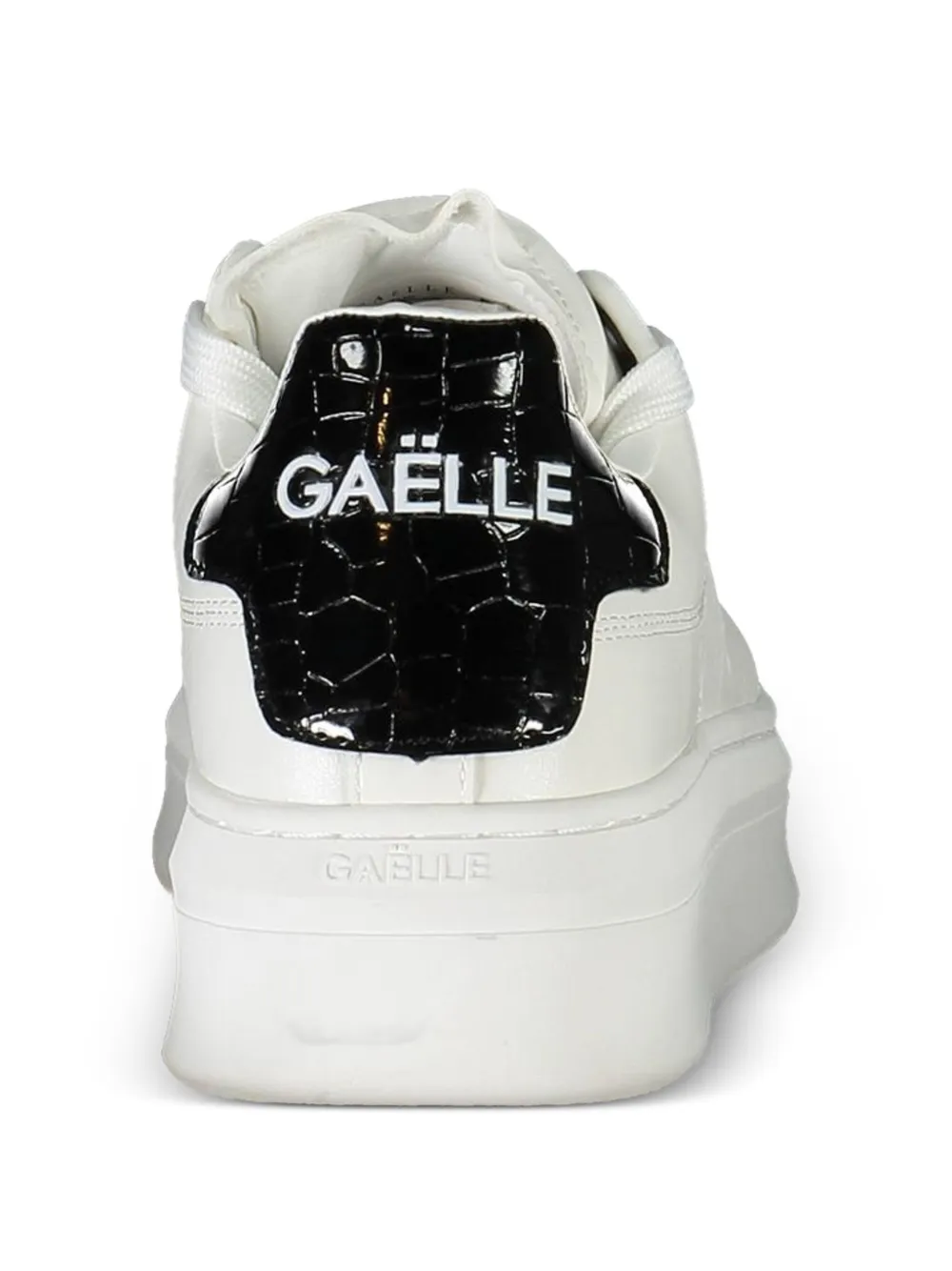 Gaelle crocodile-effect lace-up sneakers Wit