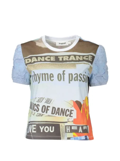 Desigual collage-print puff-sleeve T-shirt