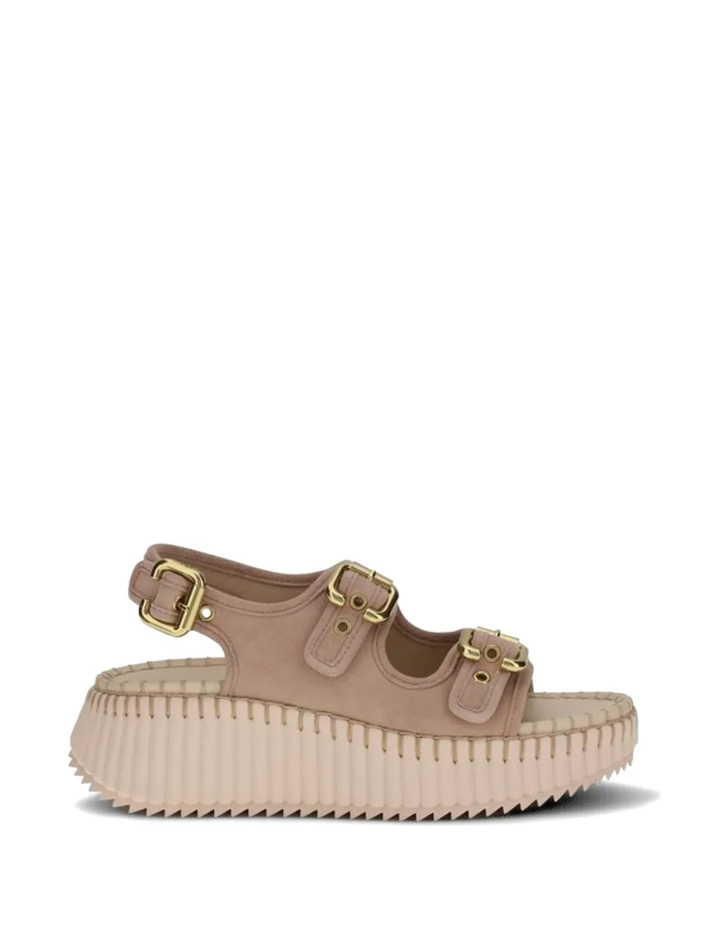 Chloé Nama Wedge Sandals In Neutral
