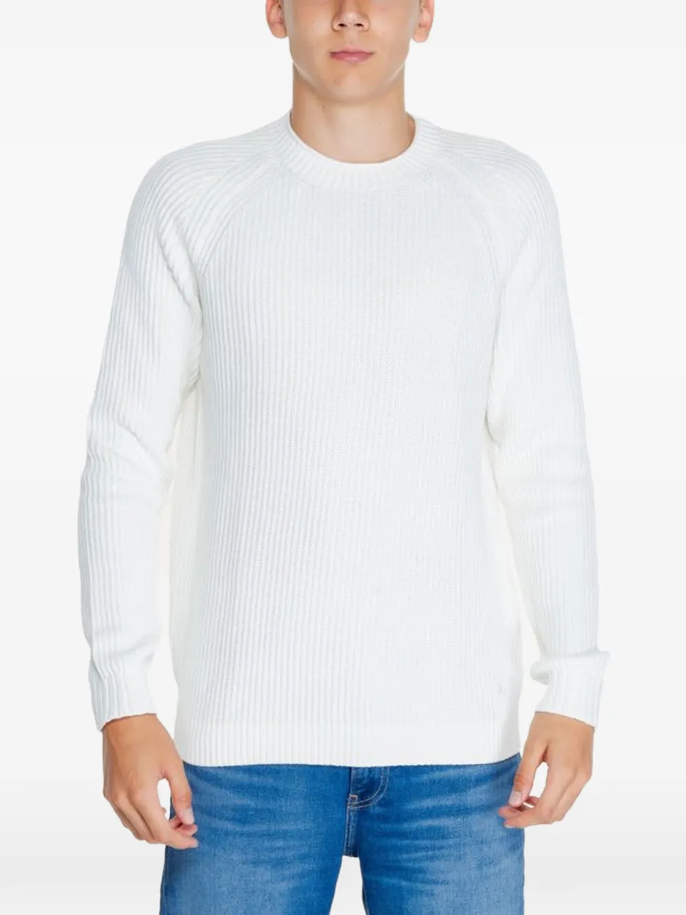 Calvin Klein Jeans ribbed-knit crew-neck sweater - Weiß