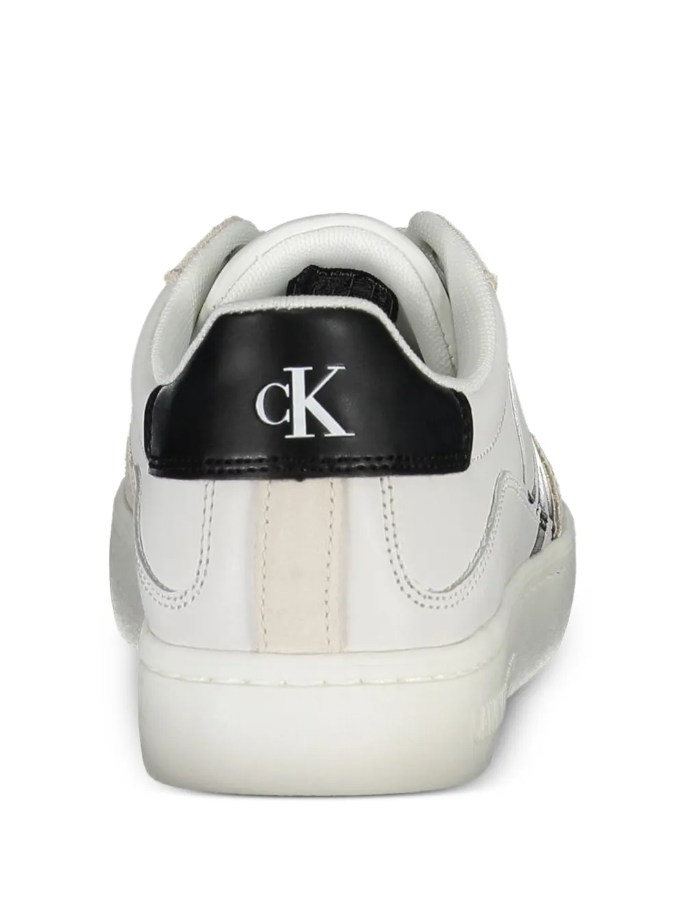 Calvin Klein monogram-print suede-panel sneakers Wit