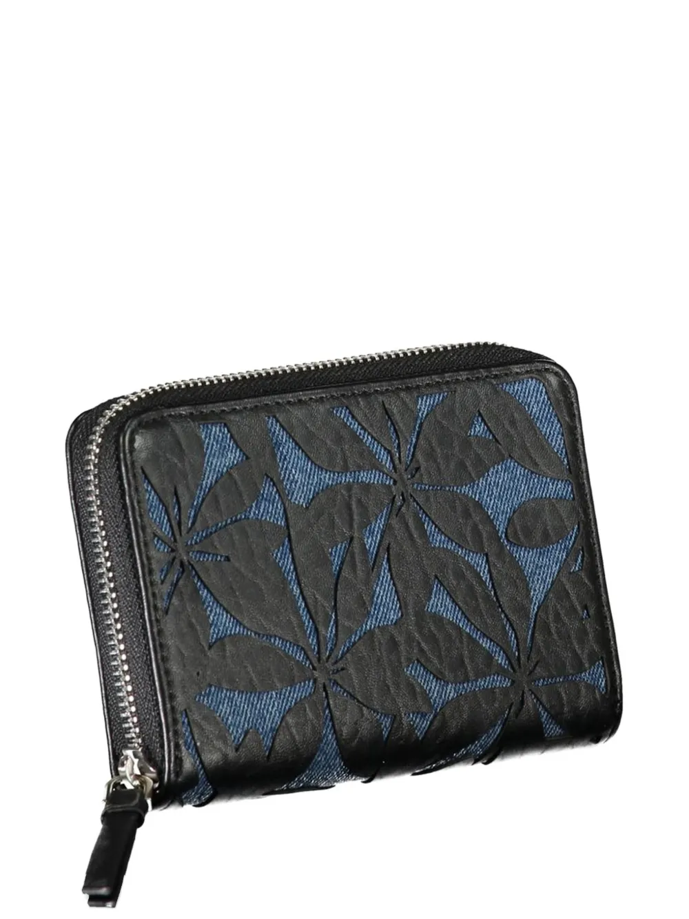 Desigual floral-pattern denim-detail wallet - Nero