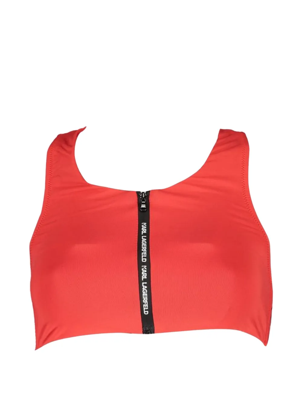 Karl Lagerfeld logo-print zip-up swim top - Rot