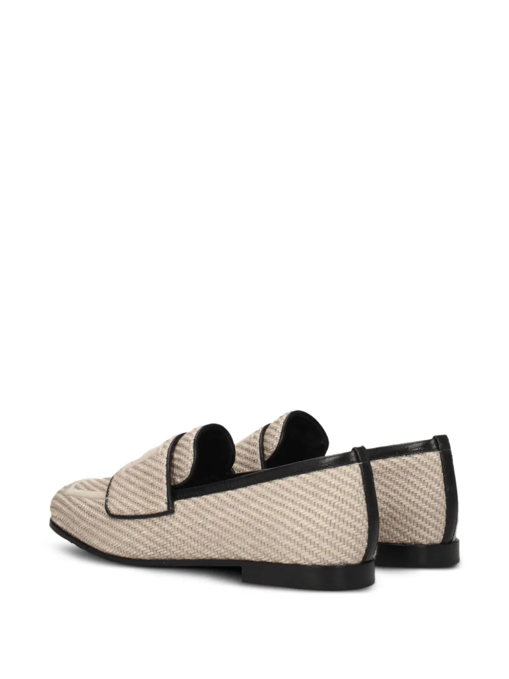 Max Mara woven leather-trim loafers Beige
