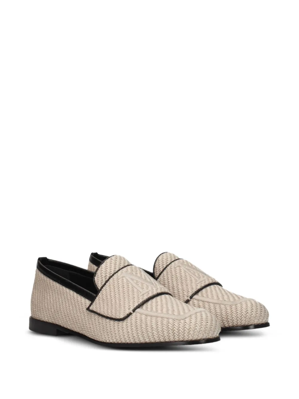Max Mara woven leather-trim loafers Beige