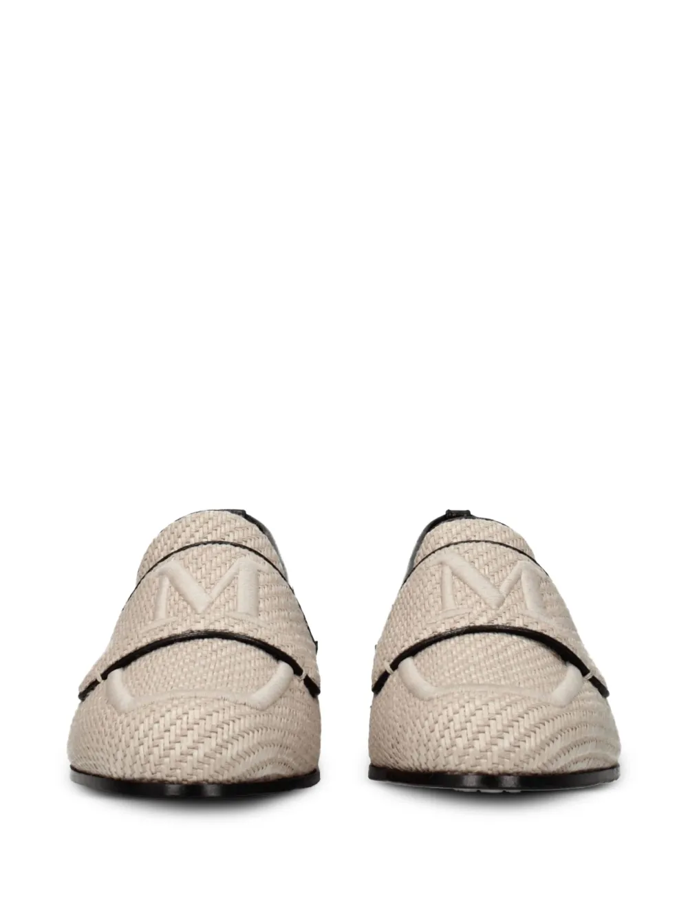 Max Mara woven leather-trim loafers Beige