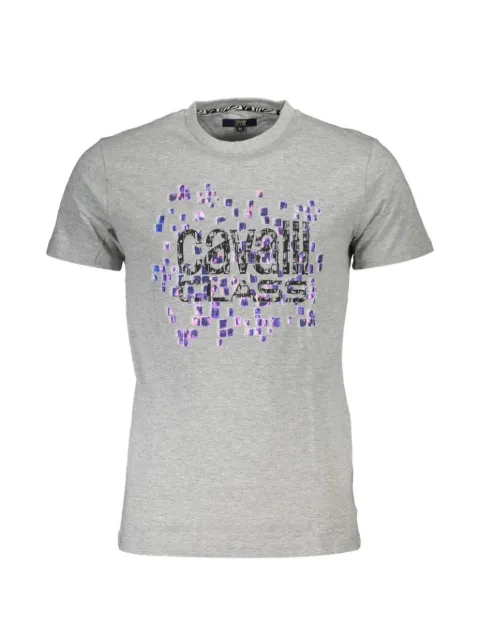 Cavalli Class pixelated logo-print T-shirt