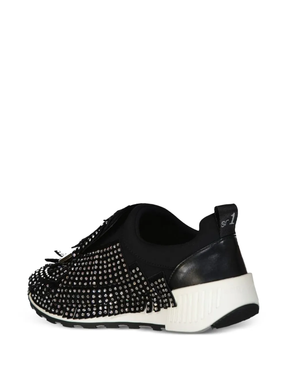 Sergio Rossi sr1 crystal-embellished fringed sneakers Zwart