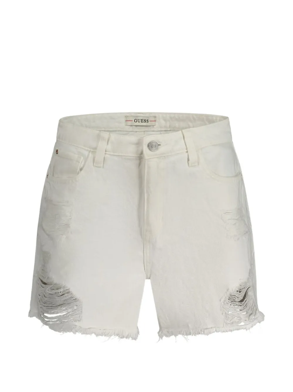 GUESS USA distressed frayed mini shorts - White