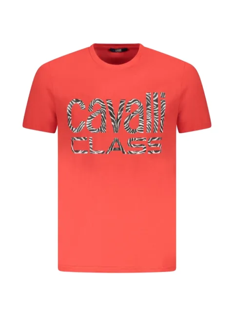 Cavalli Class logo-print zebra-pattern T-shirt