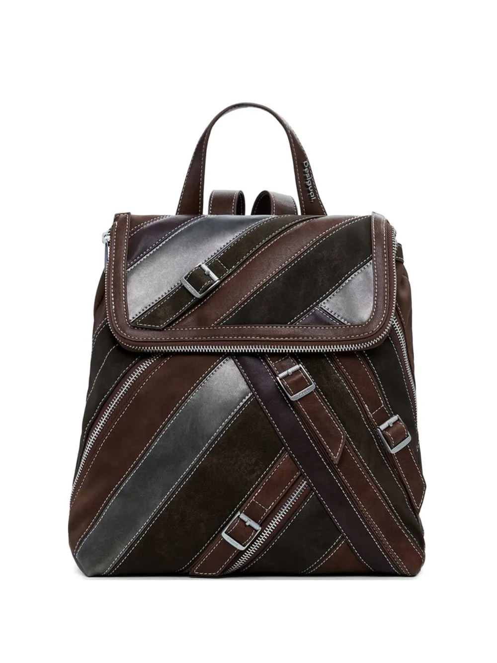 Desigual panelled zip-detail backpack - Marrone