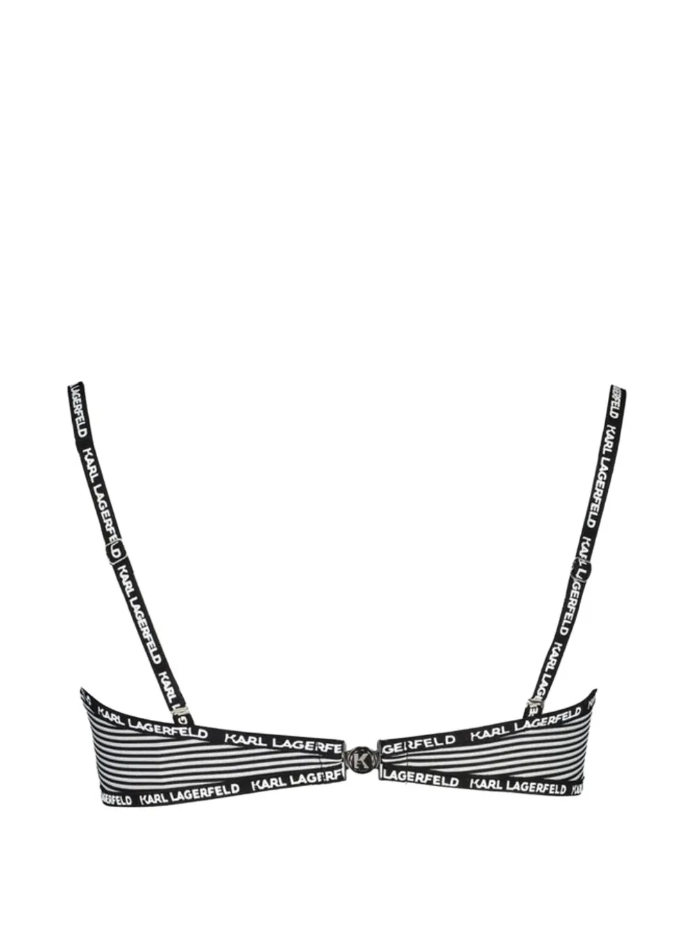 Karl Lagerfeld Gestreepte bikinitop met logoband Zwart