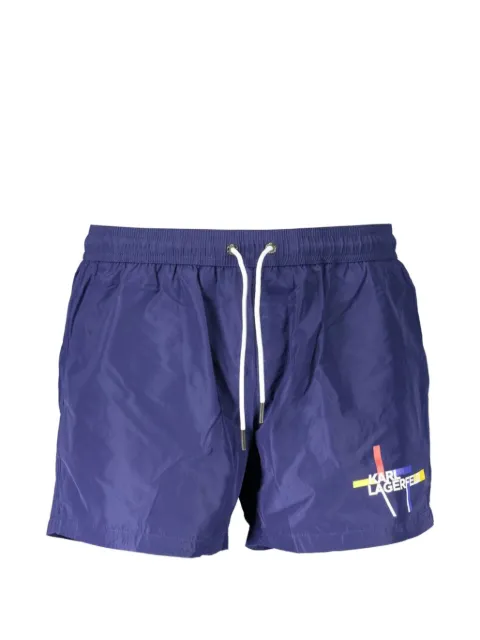 Karl Lagerfeld shorts de playa con cordones y logo estampado