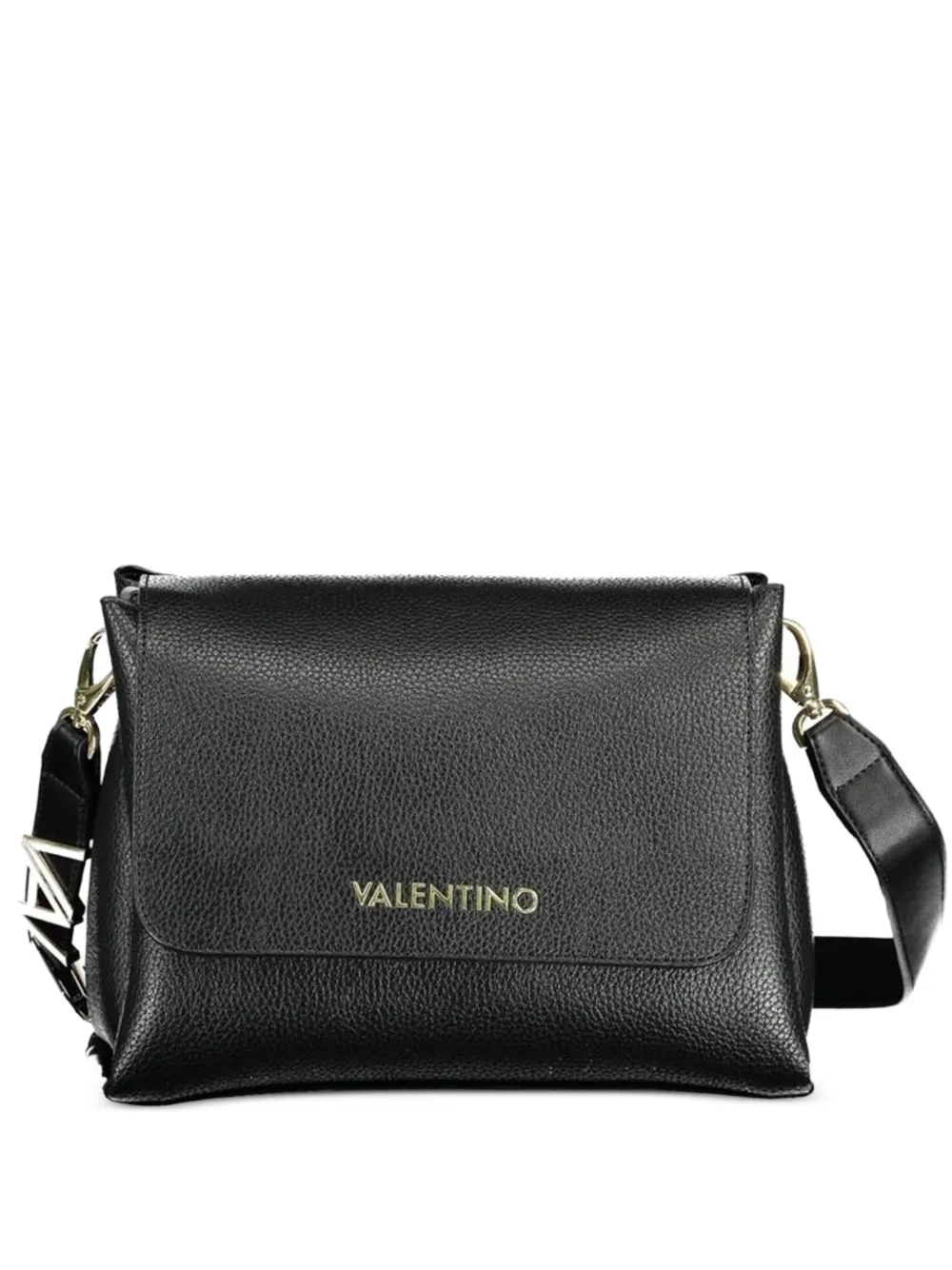 MARIO VALENTINO logo-lettering grained crossbody bag - Schwarz