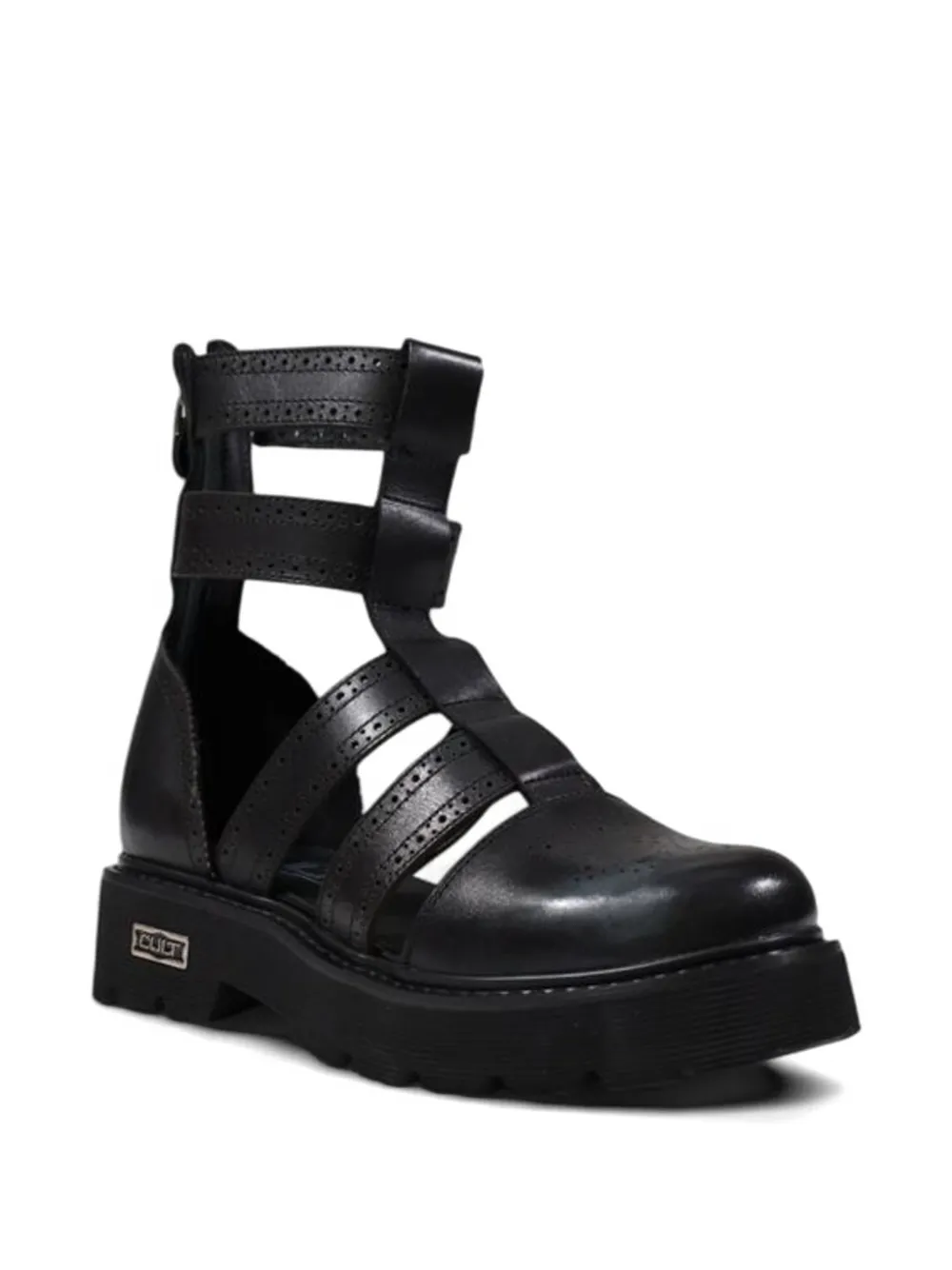 Cult brogue-detail platform sandals Zwart