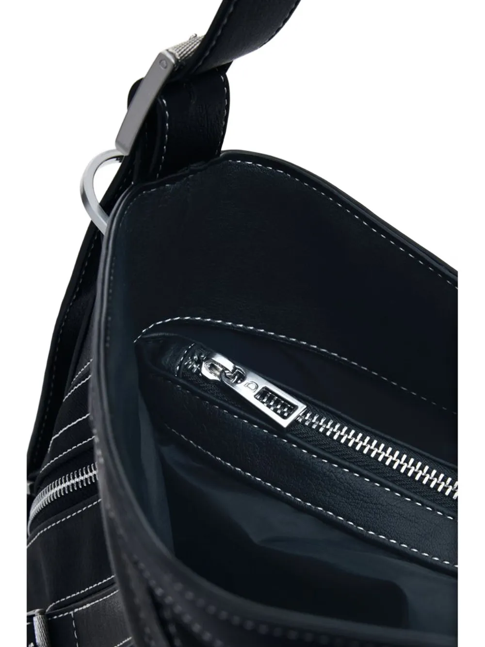 Desigual Shopper met diagonaal gesp-detail en rits Zwart
