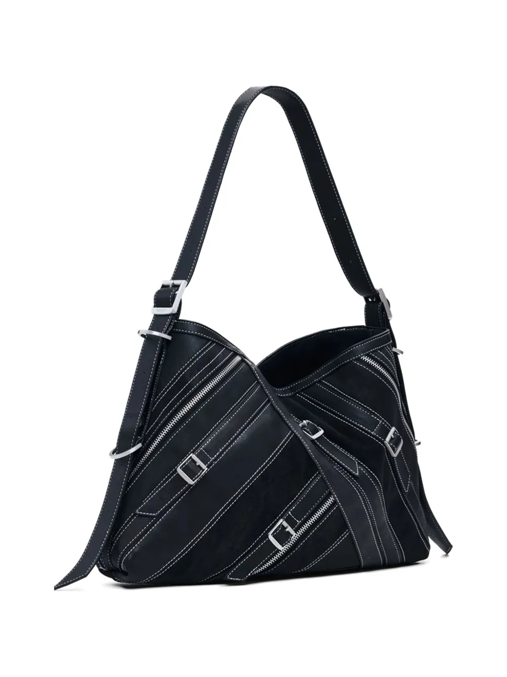 Desigual Shopper met diagonaal gesp-detail en rits Zwart