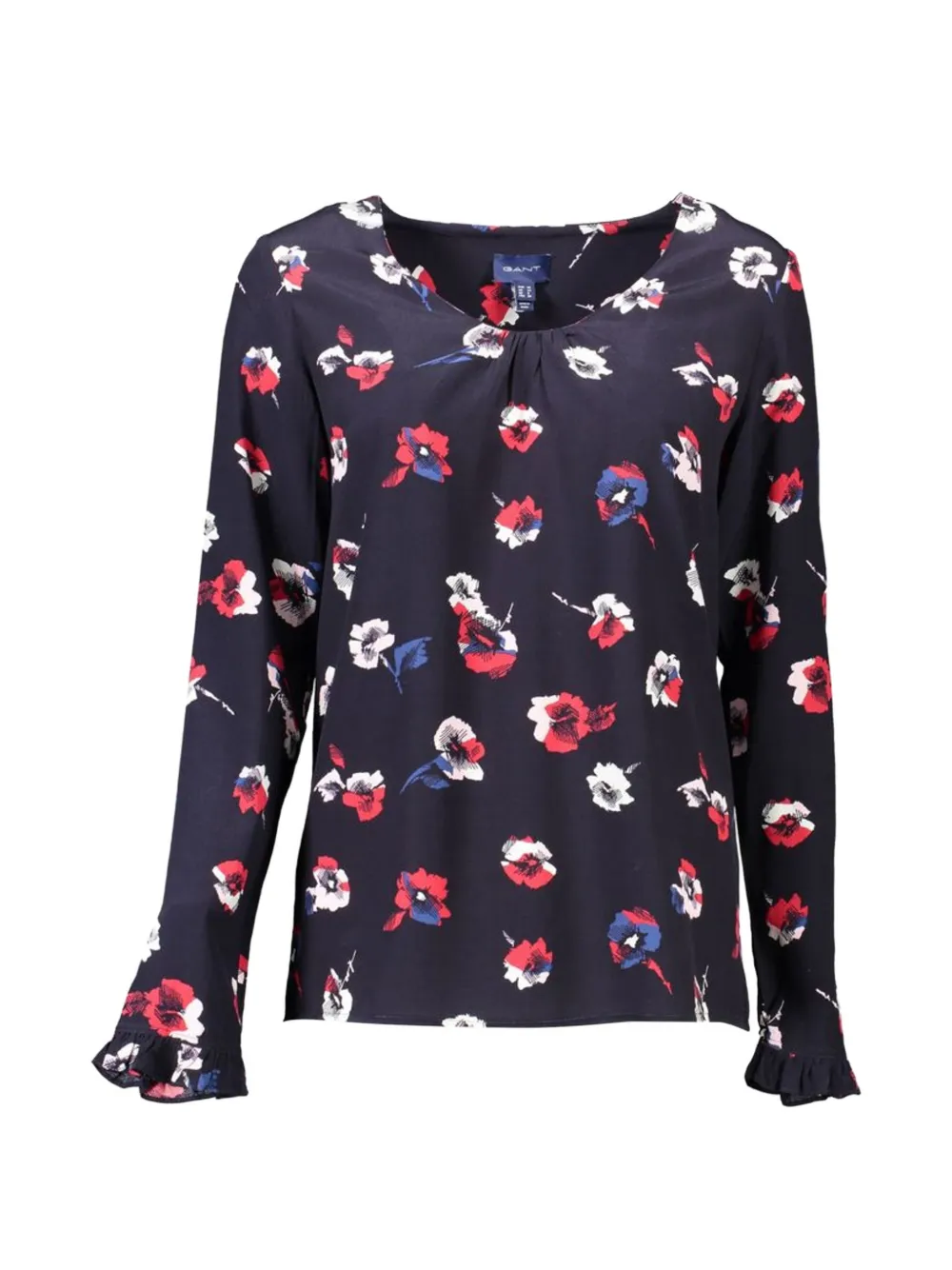 Gant floral-print ruffled blouse - Blu