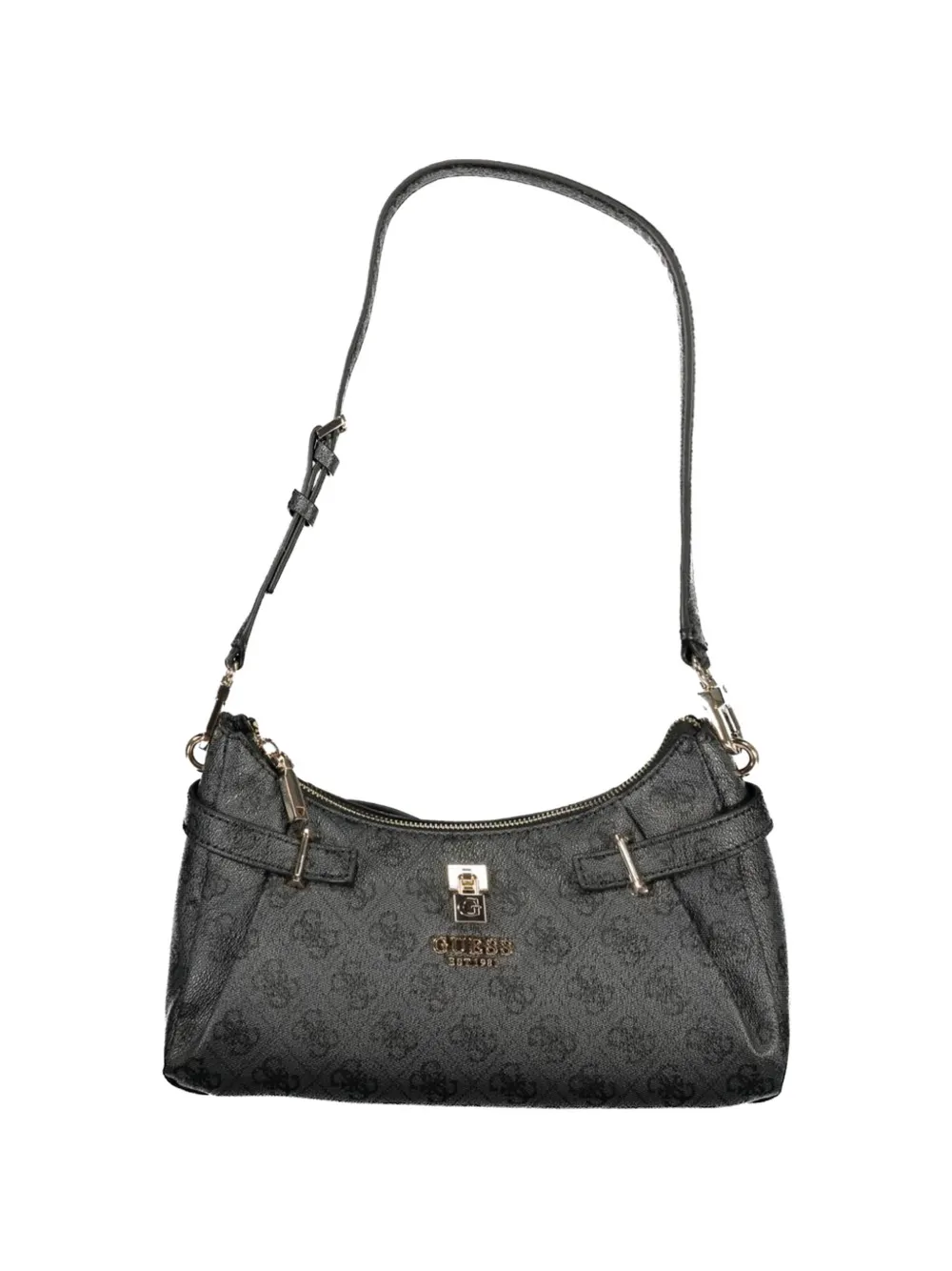 GUESS USA monogram-print pebbled shoulder bag - Nero